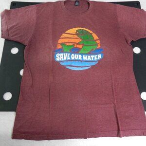 Save Our Water Graphic T-Shirt Adult Size Large Red Retro Logo Cotton